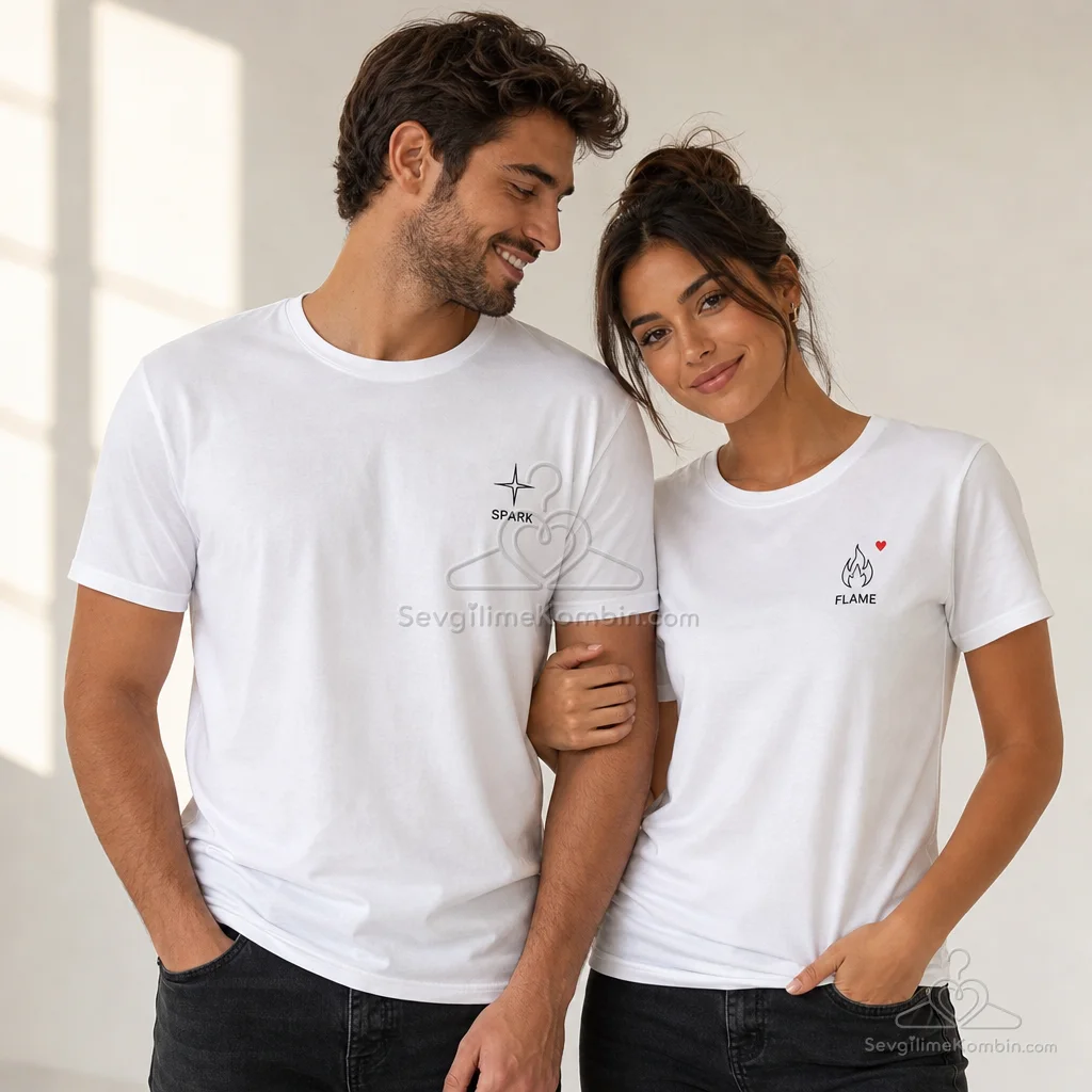 Spark & Flame Sevgili Çift Tişört Kombini