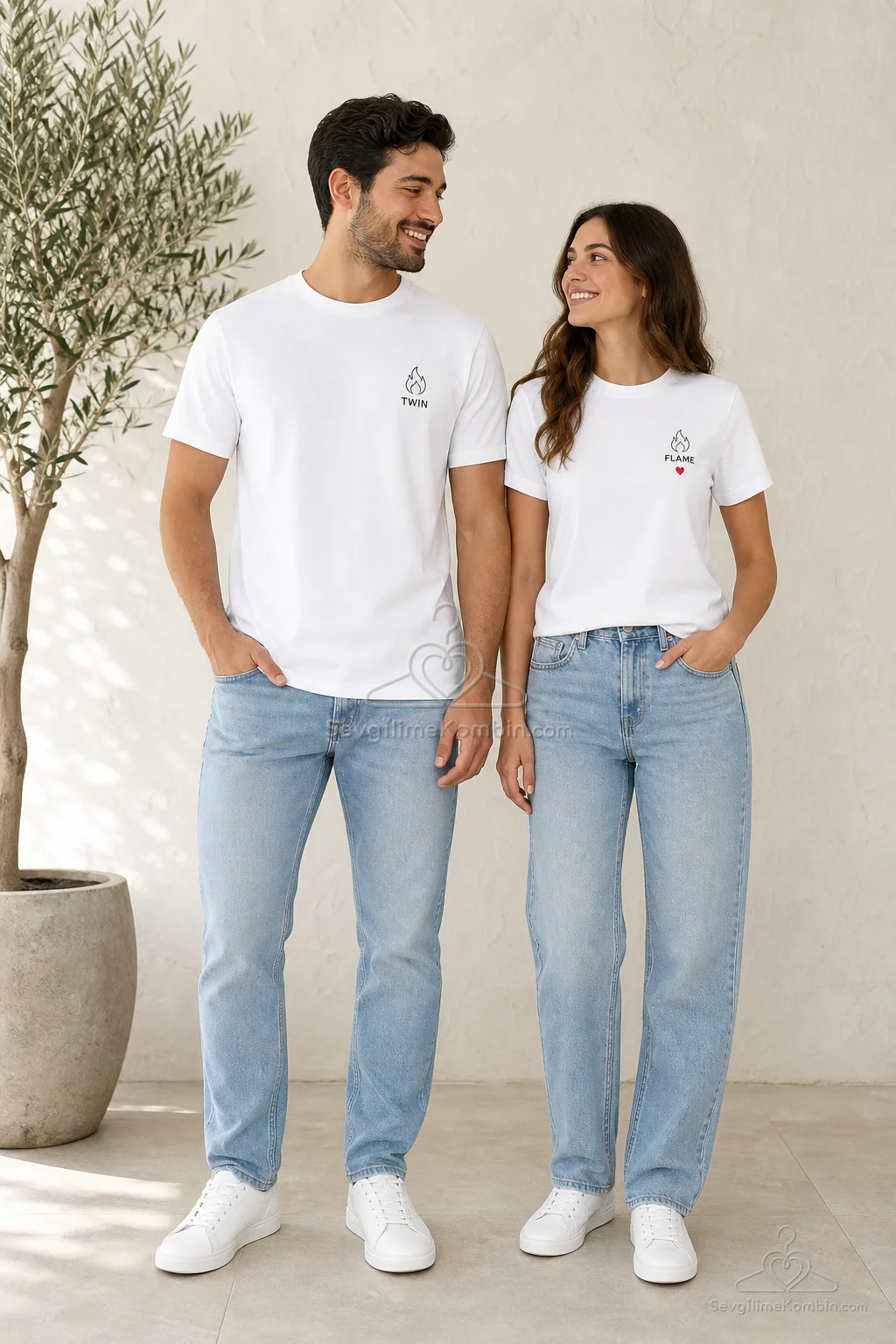 Twin Flame Sevgili Tişört Kombini