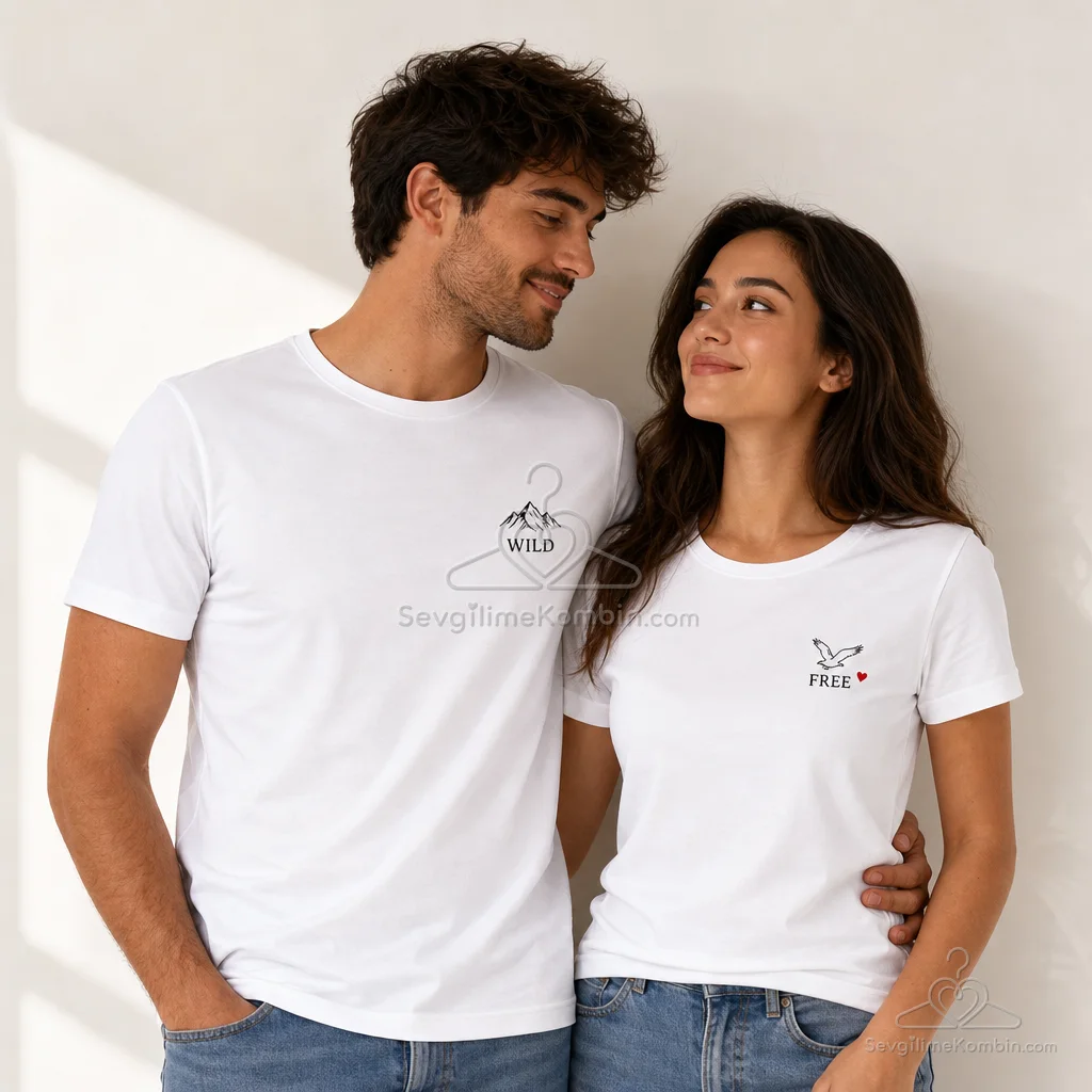 Wild & Free Sevgili Çift Tişört Kombini
