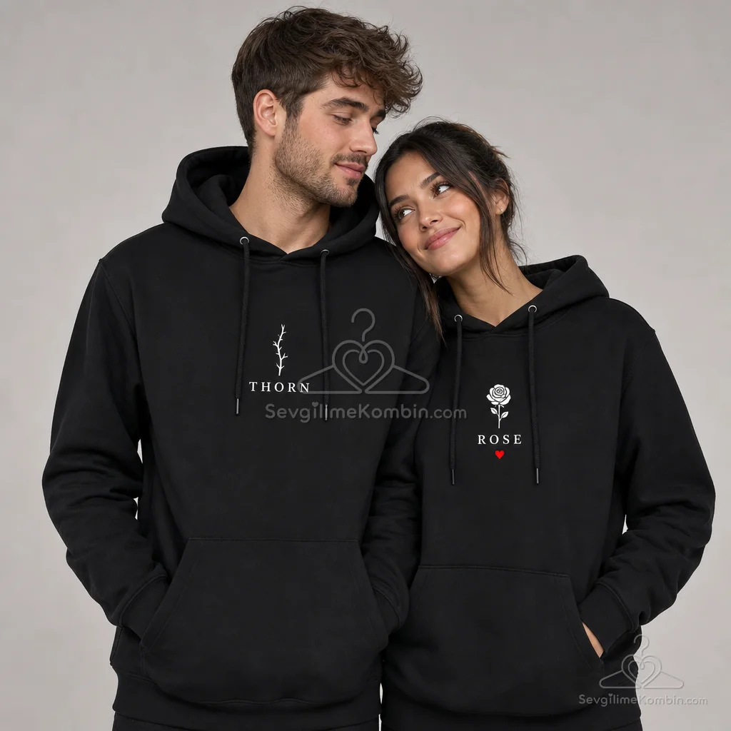 Rose & Thorn Kapşonlu Sevgili Kombini