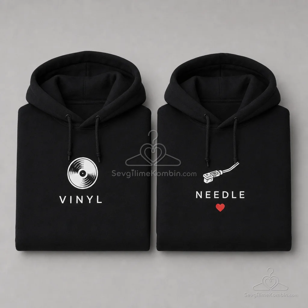 Vinyl & Needle Kapşonlu Sevgili Kombini