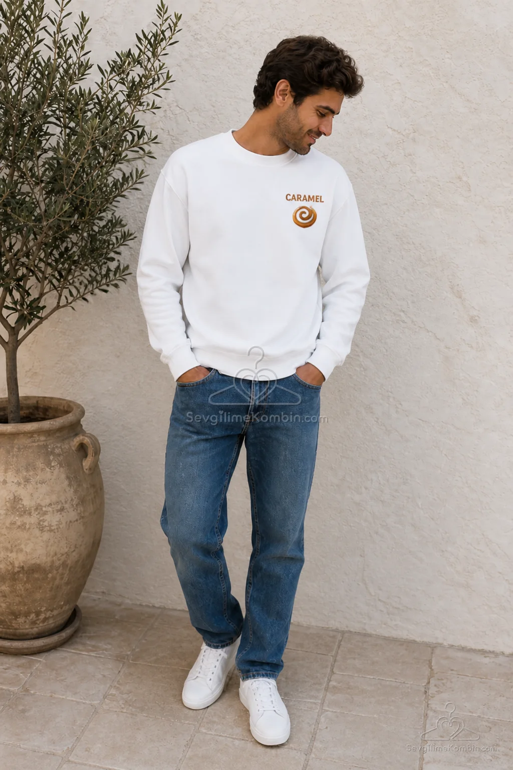 Caramel Soft Çift Sweatshirt Kombini