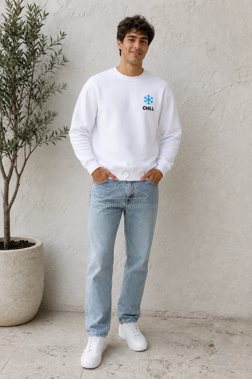 Chill Vibes Çift Sweatshirt Kombini