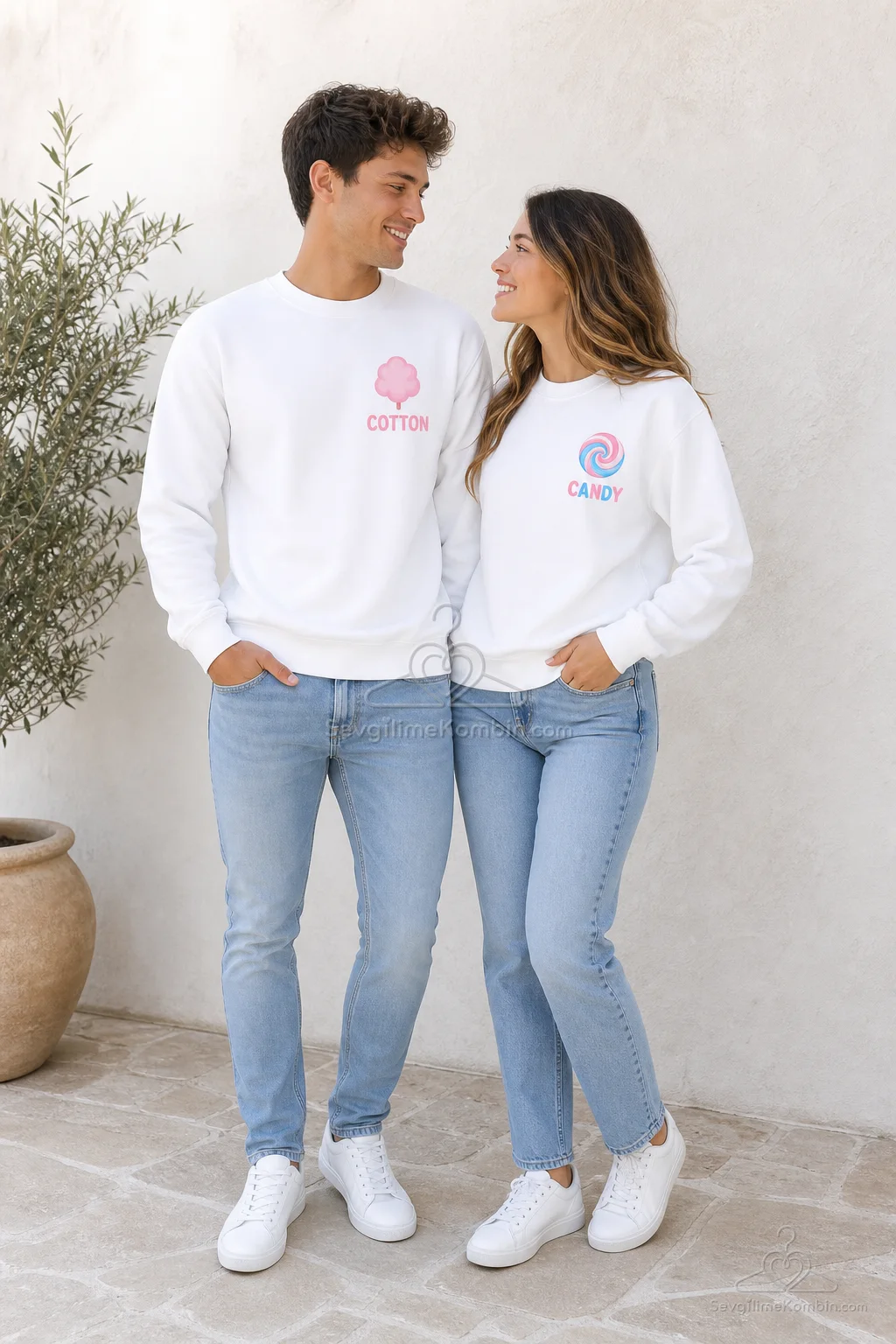 Cotton Candy Çift Sweatshirt Kombini