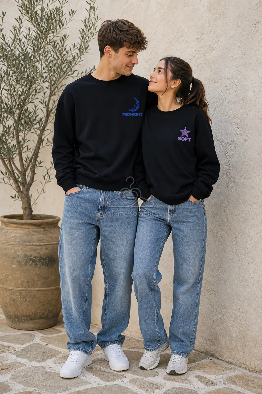 Midnight Soft Çift Sweatshirt Kombini