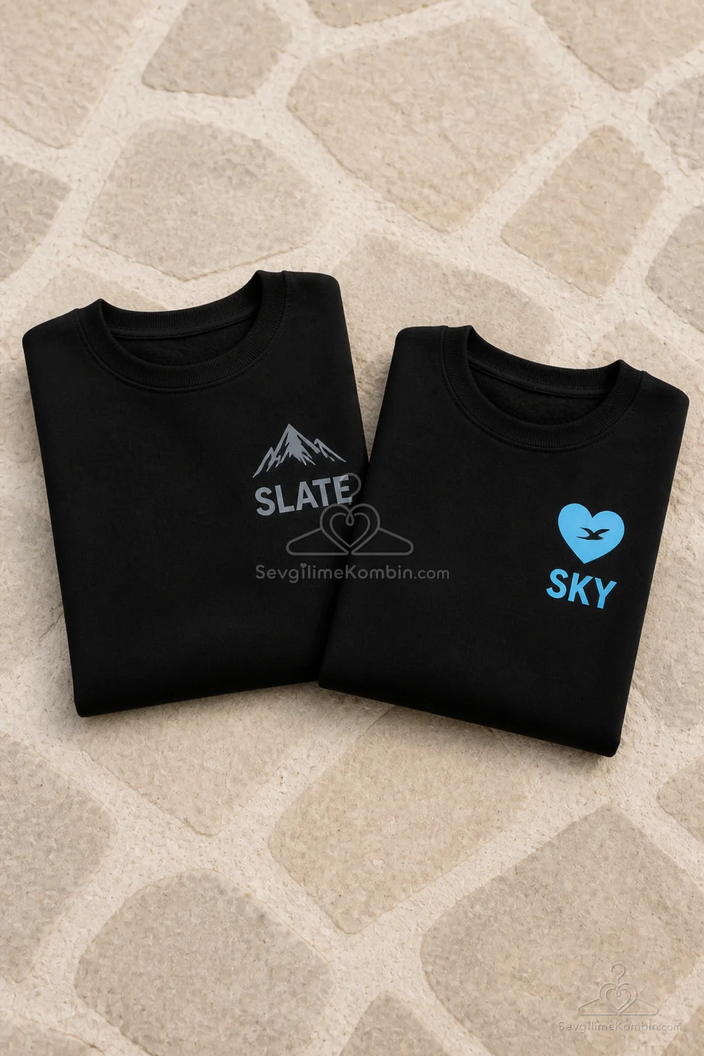 Slate Sky Çift Sweatshirt Kombini