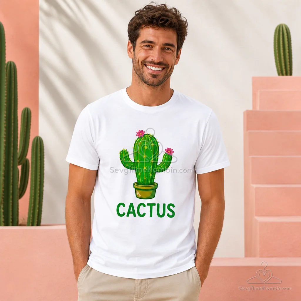 Cactus Hug Sevgili Tişört Kombini