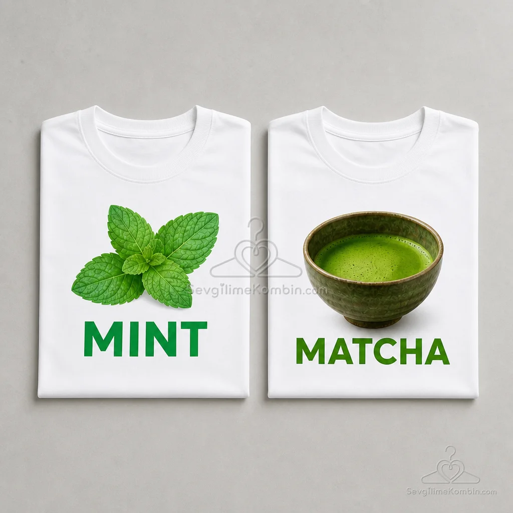 Mint Matcha Sevgili Tişört Kombini