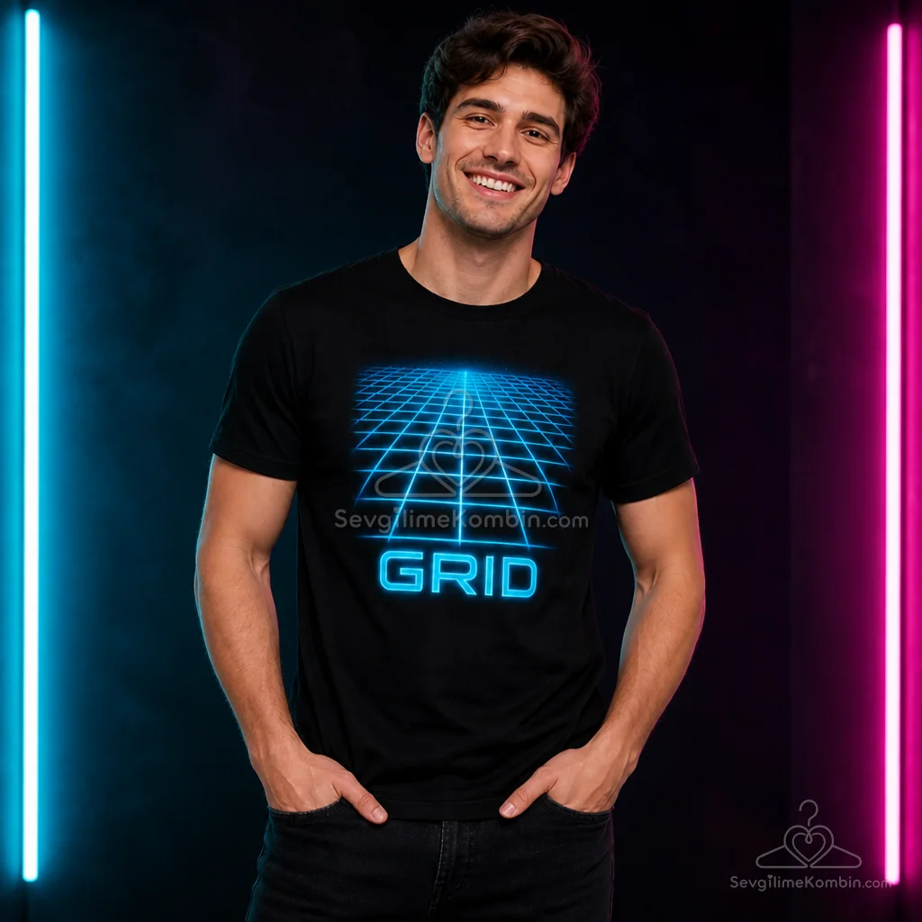 Neon Grid Sevgili Tişört Kombini