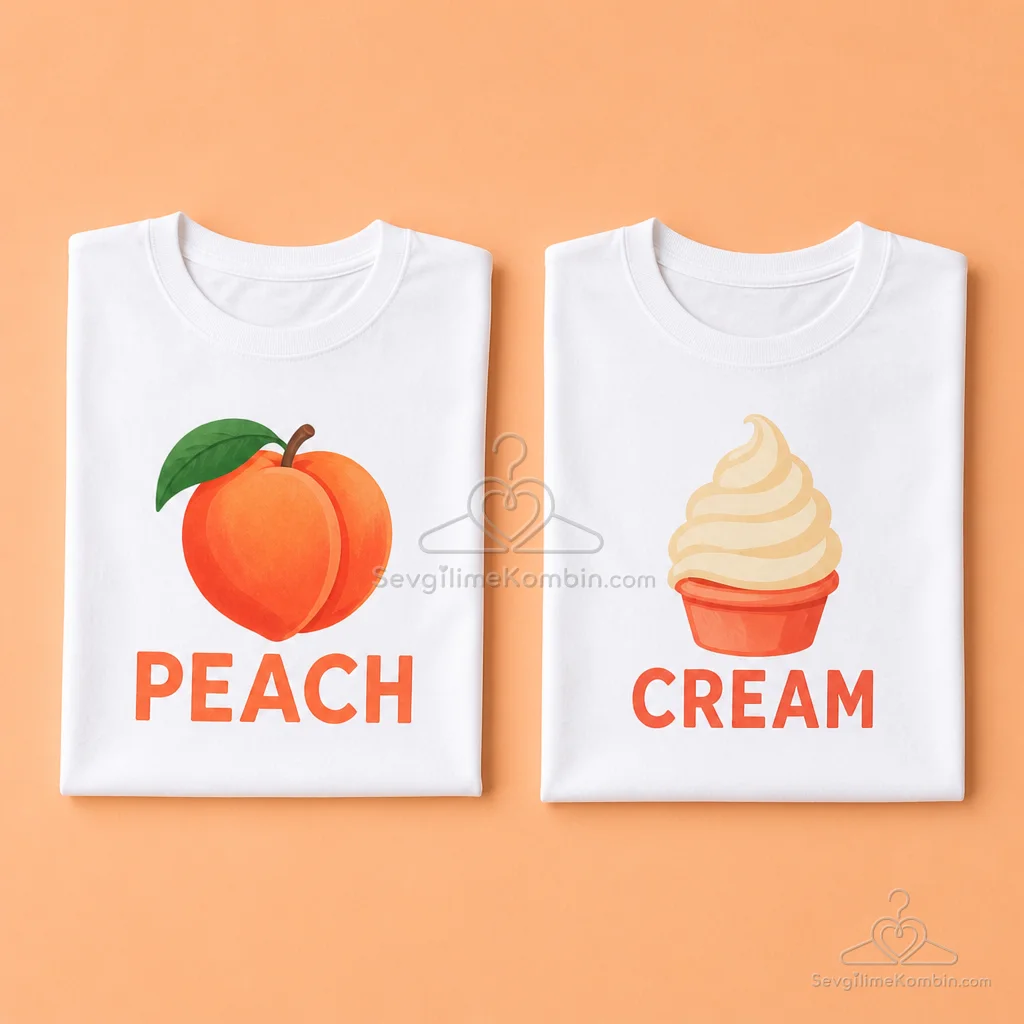Peach Cream Sevgili Tişört Kombini