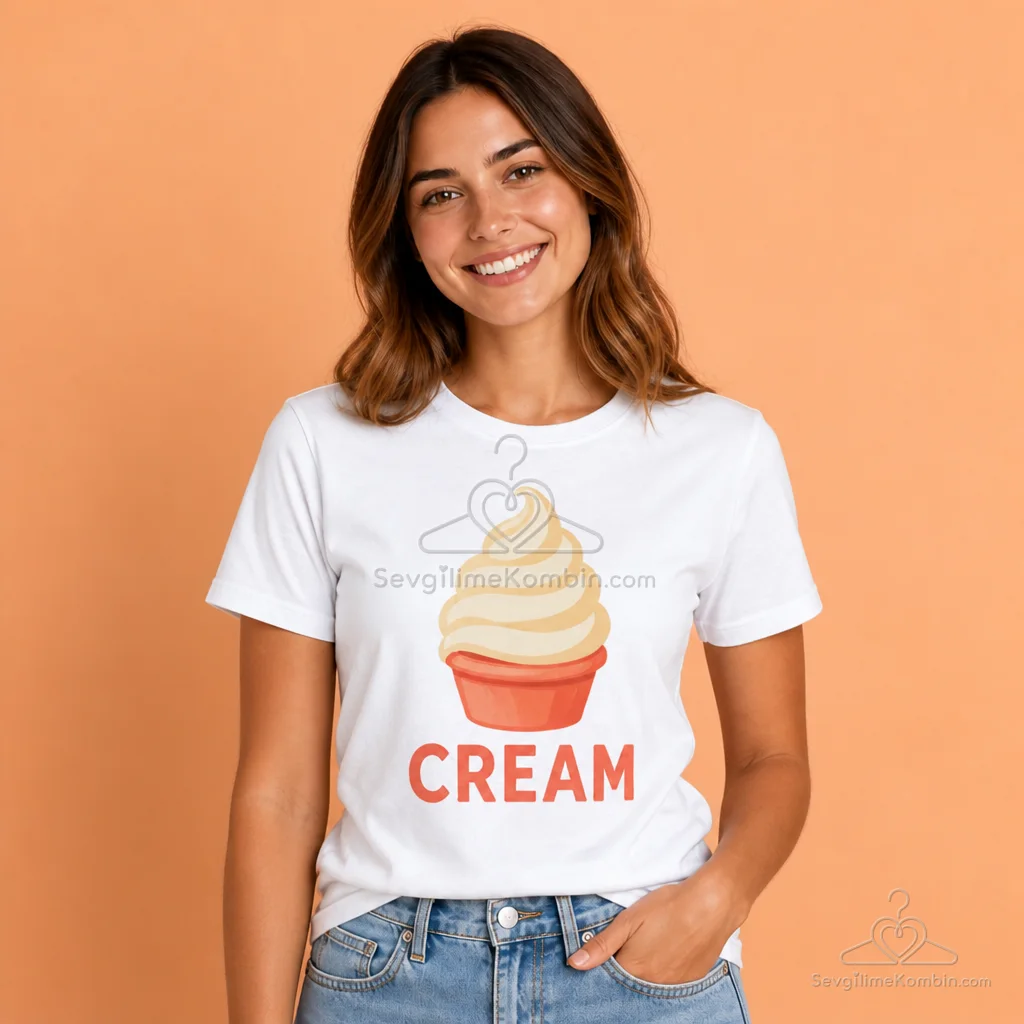 Peach Cream Sevgili Tişört Kombini