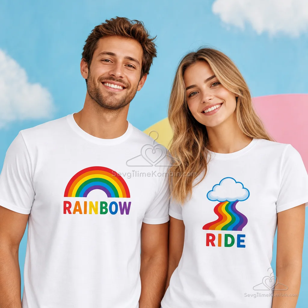 Rainbow Ride Sevgili Tişört Kombini