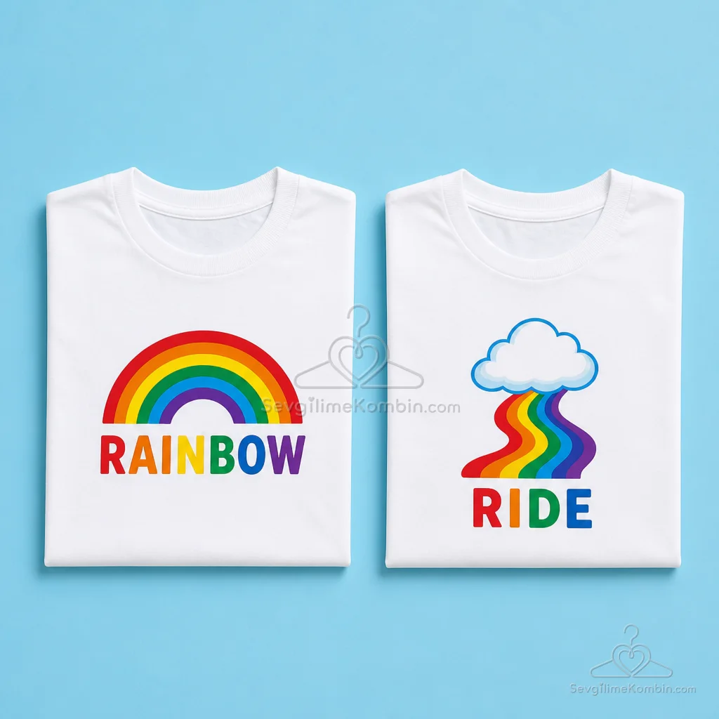 Rainbow Ride Sevgili Tişört Kombini