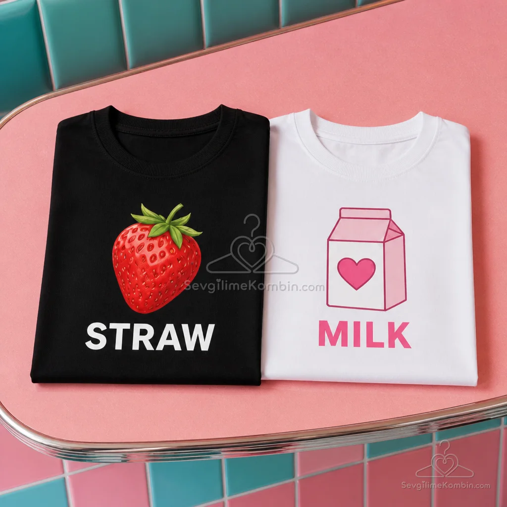 Strawberry Milk Sevgili Tişört Kombini