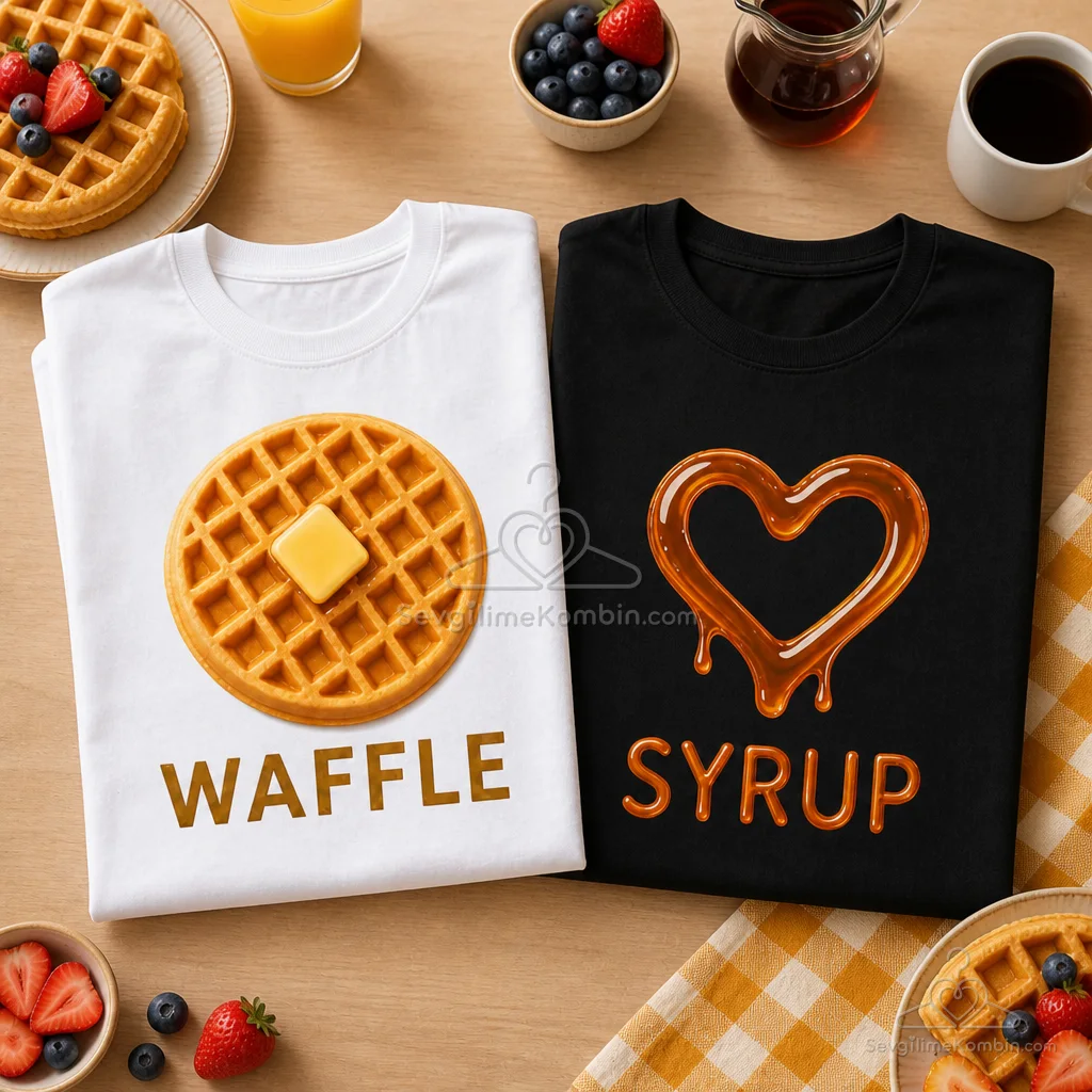 Waffle Syrup Sevgili Tişört Kombini
